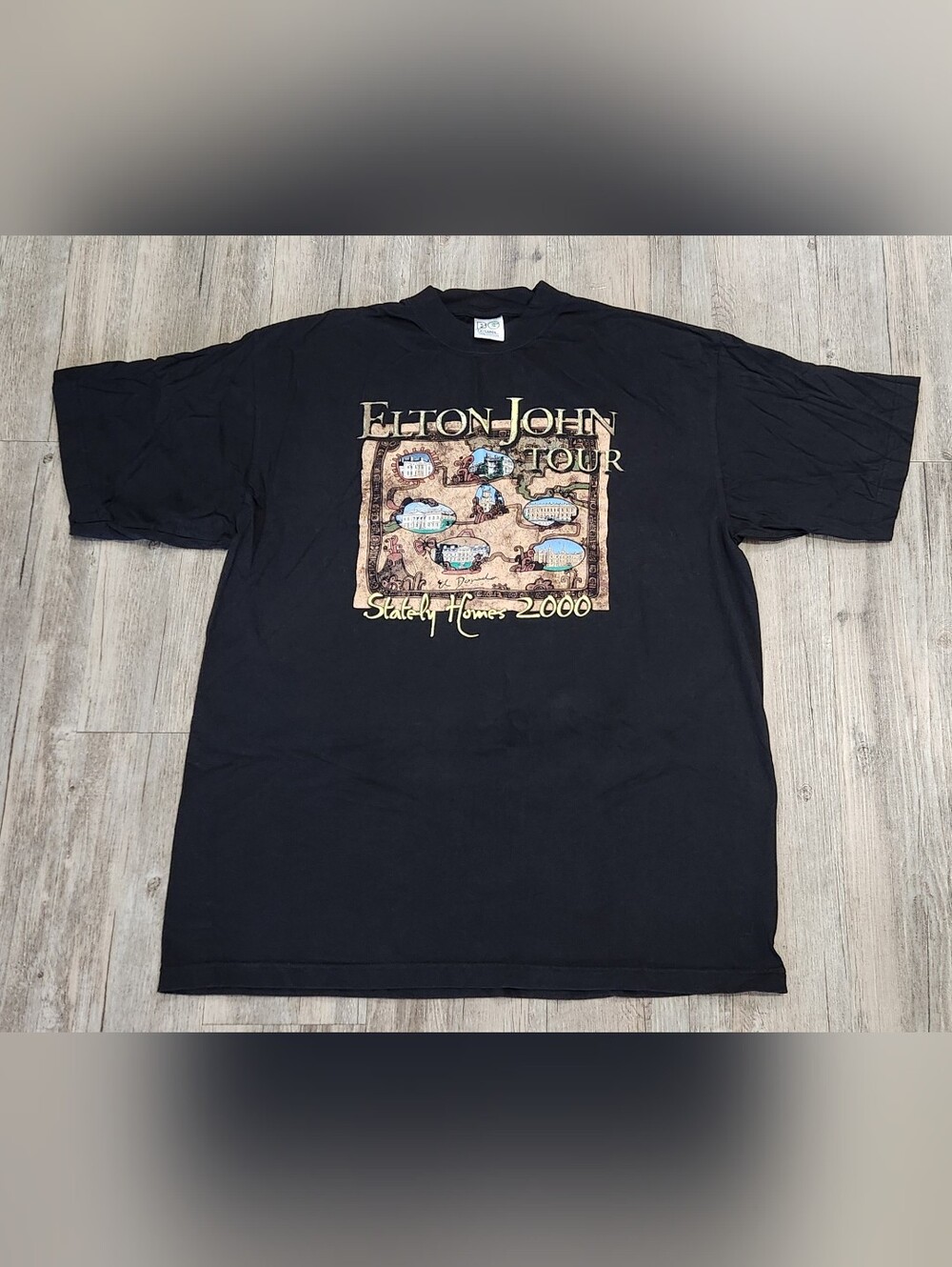 Elton John Tour 'Stately Homes 2000' Black Graphic Tee XL